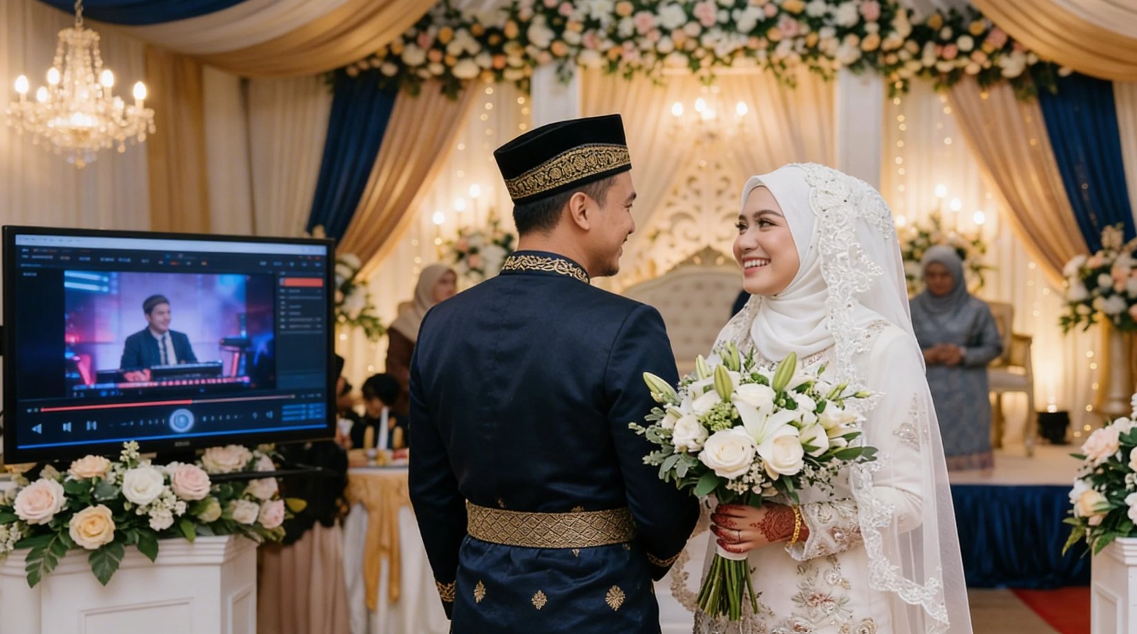 Pengantin mendengarkan lagu spesial di hari pernikahan